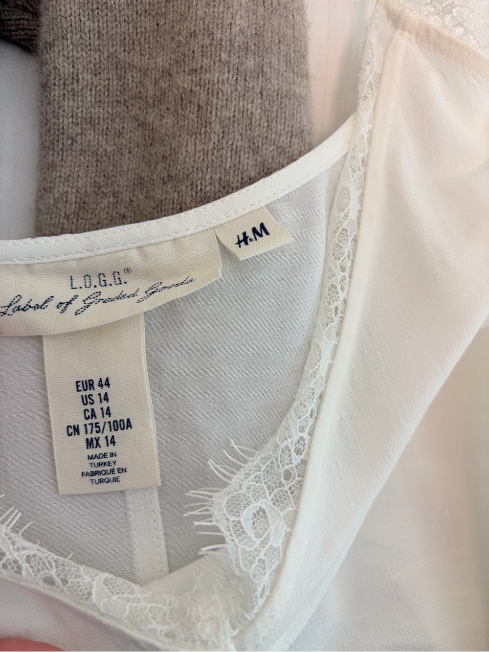 H&M Ivory Lace Trim White Cami